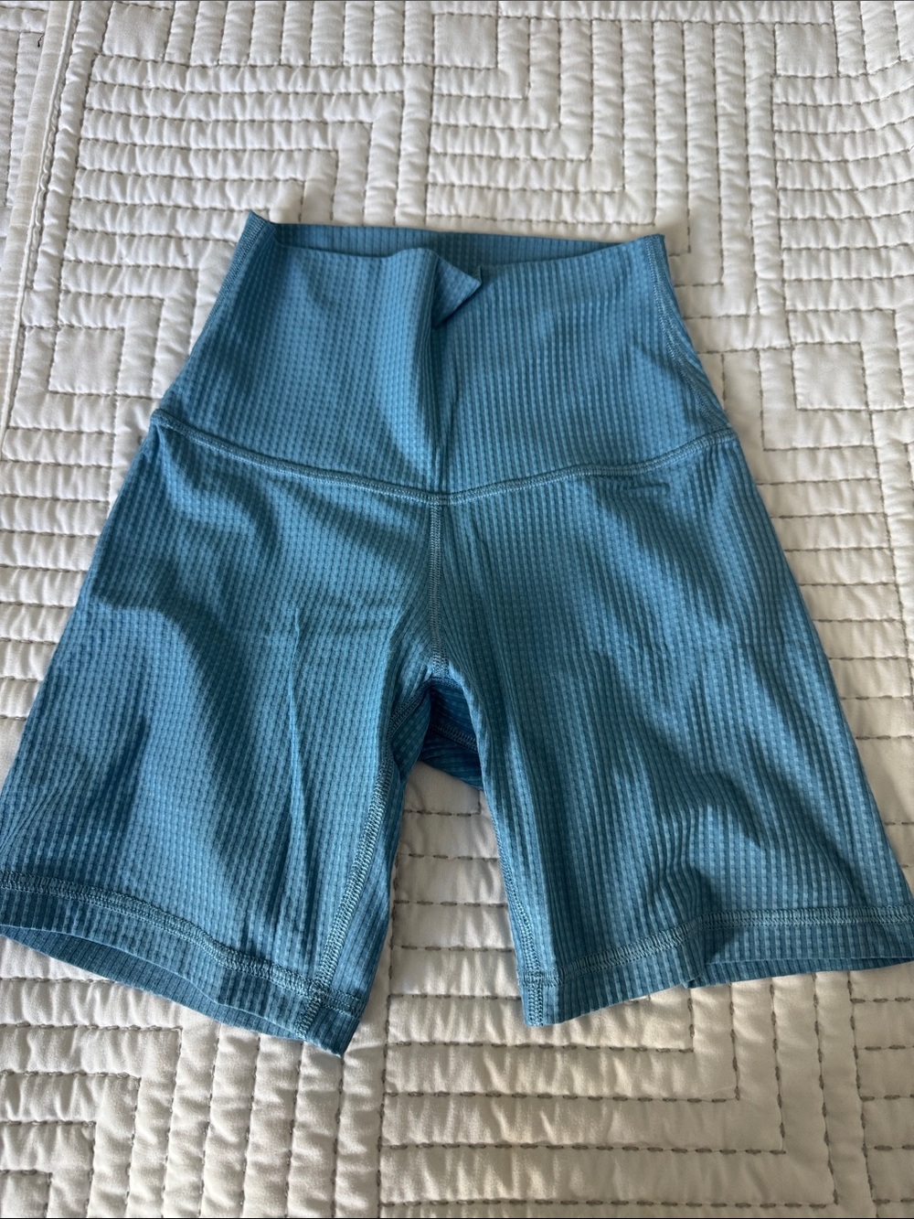 lululemon athletica Teal Ribbed High-Waist Bike Shorts